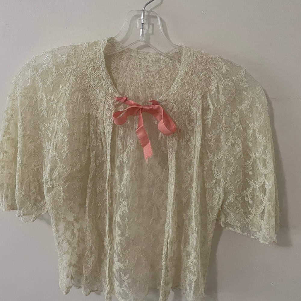 Vintage Lace Bolero Cardigan 1940’s 1950’s Bed Jacket